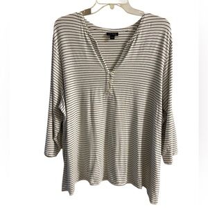J Jill Wearever Collection white striped 1/4 button up tunic top 2X